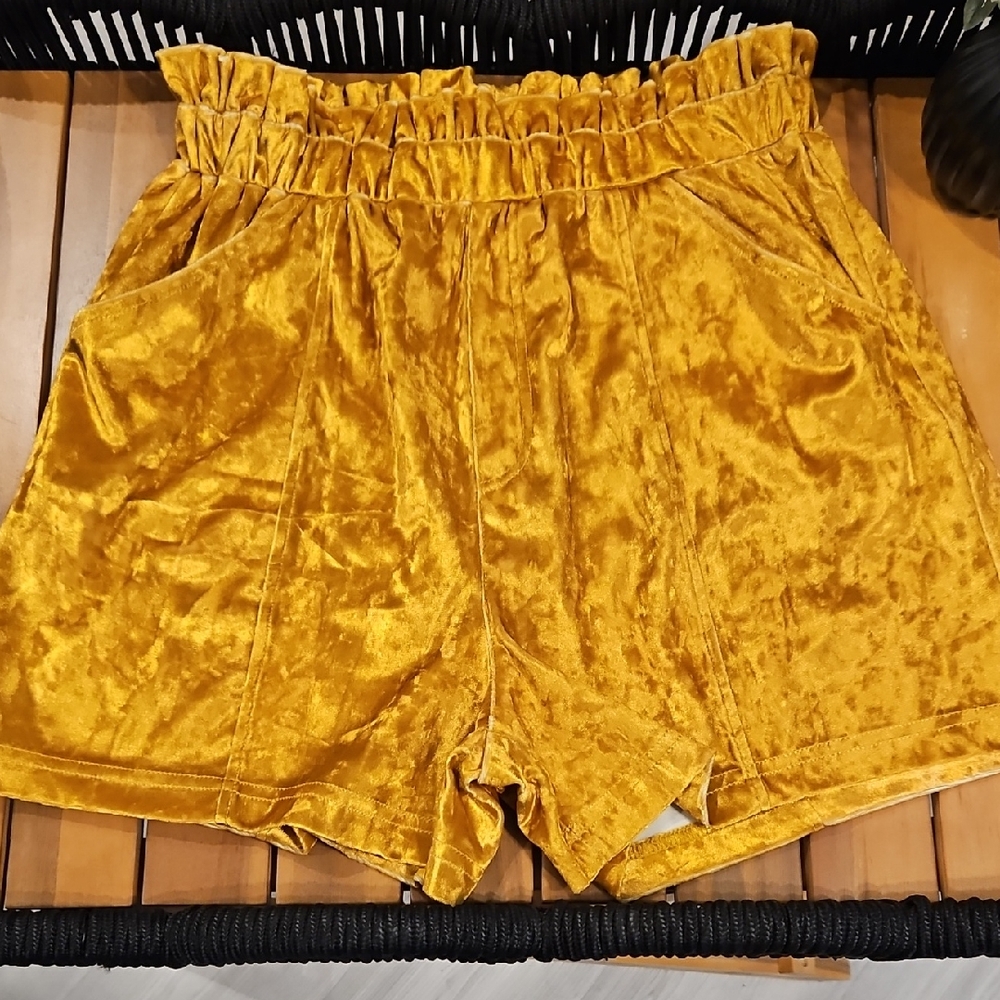 High Waist Gold Satin Shorts
